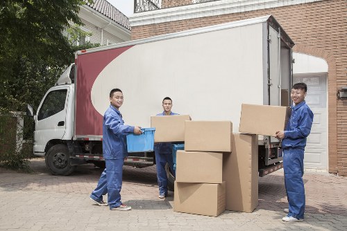 House removal van and movers in Elephant and Castle street setting