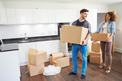 Furniture and boxes ready for a flat or office move in Elephant and Castle