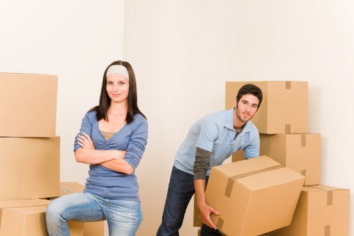 Packed household items ready for loading by a local removal company