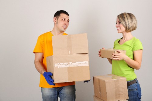 Boxes and furniture arranged by cubic-yard space in a removal van
