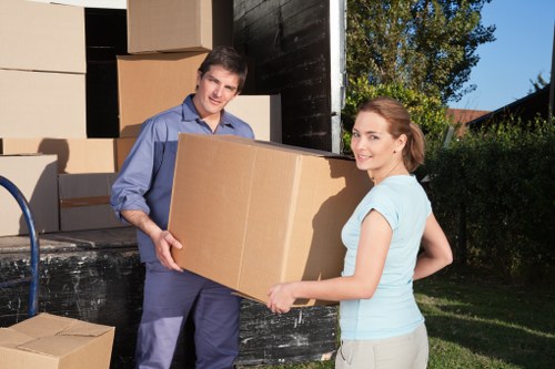 Packing boxes and furniture ready for a removal van in Elephant and Castle